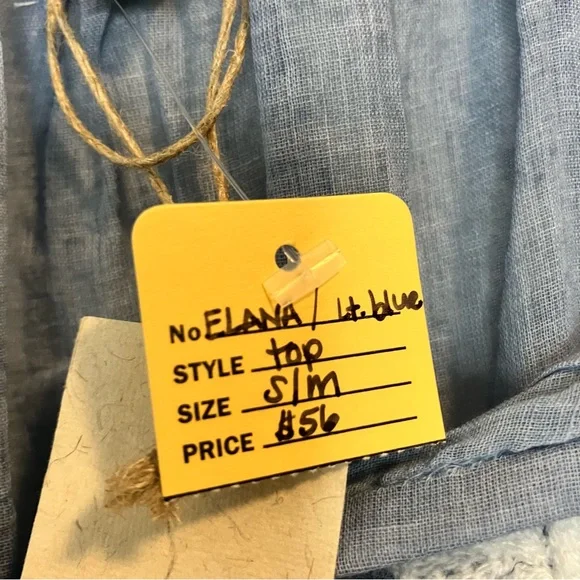 NWT DOLMA Floral Embroidered Blouse Blue with White Embroidery Size Small - Picture 7 of 12